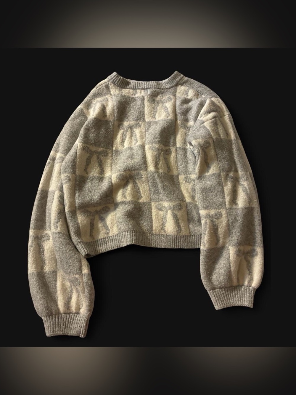 a new day Cream & Gray Checker Knit Crewneck Sweater